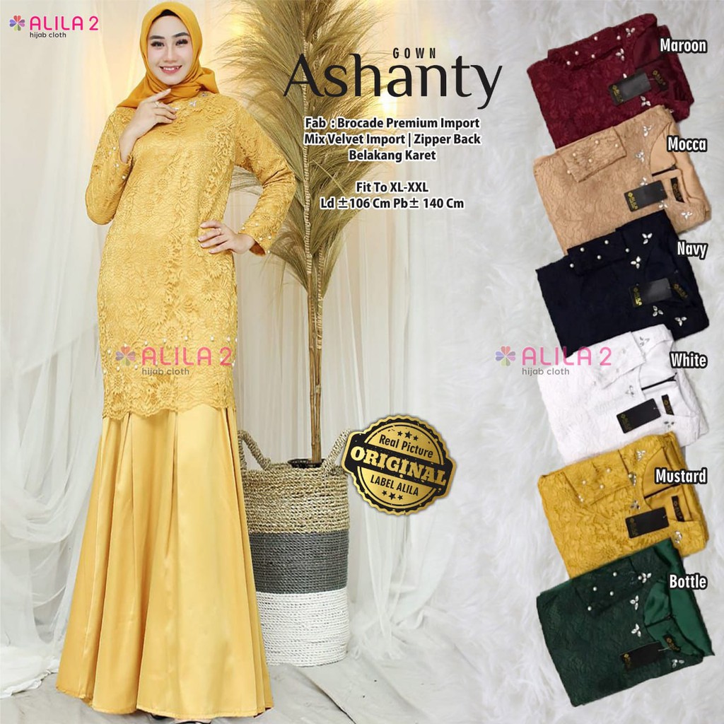 Ashanty Gown Mermaid Long Dress Duyung Brokat Brukat Pesta Party Wanita Lengan Panjang Brokat Alila Shopee Indonesia