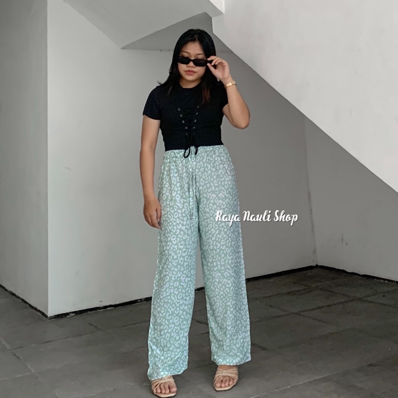 Kulot Motif Bali Rayon Premium-Kulot Batu Mint