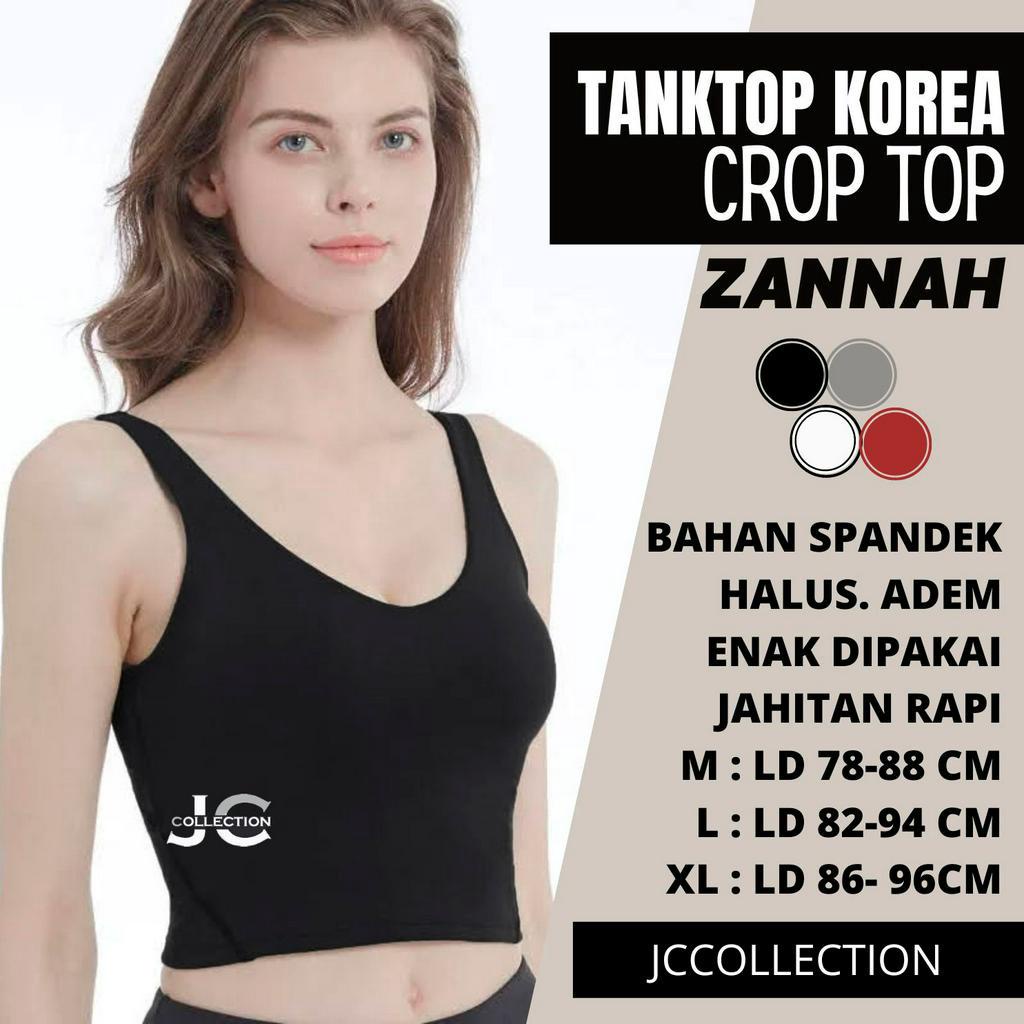 Tanktop Singlet Dalaman Cropped Wanita Gaya Korea Zannah / Kaos Tanktop Crop