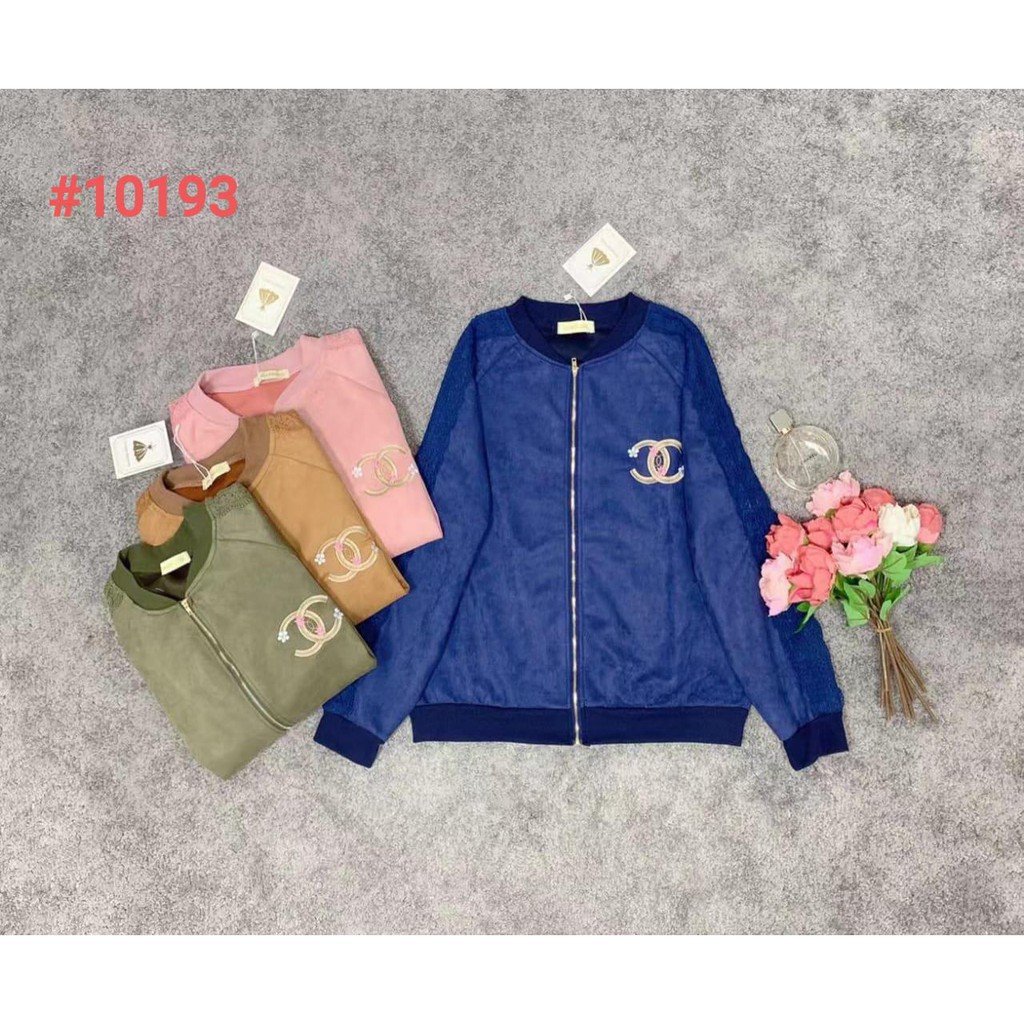 10193 Jaket Suede Chanel Tangan Renda