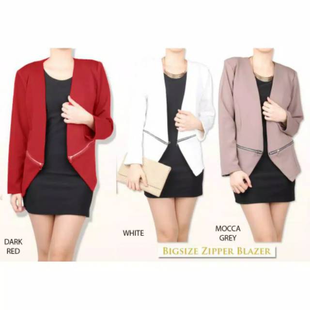 Zipper blazer bigsize jumbo xxxl wanita kerja kantor