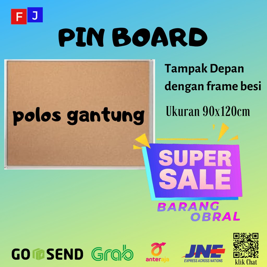 

Papan Pinboard/Softboard SAKANA Dimensi 90x120cm (Polos Gantung)