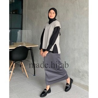 𝒎𝒂𝒅𝒆 BASIC ROK SPAN TANPA BELAHAN BELAKANG WARNA HITAM PUTIH ROK KERJA FORMAL MAXI SKIRT KOREAN STYL