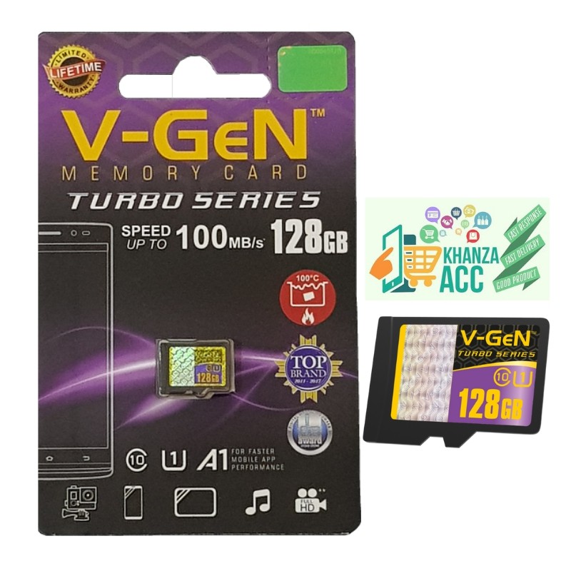 KHANZAACC VGEN 128GB Memory Hp Micro SD Class 10 Turbo Series