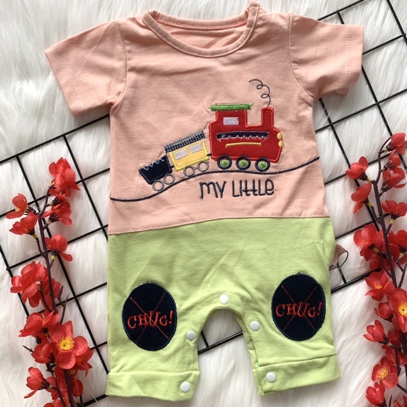 Baju romper pendek bayi lakilaki cowok babyboy lucu bordir murah keren pergi santai bestseller -tra