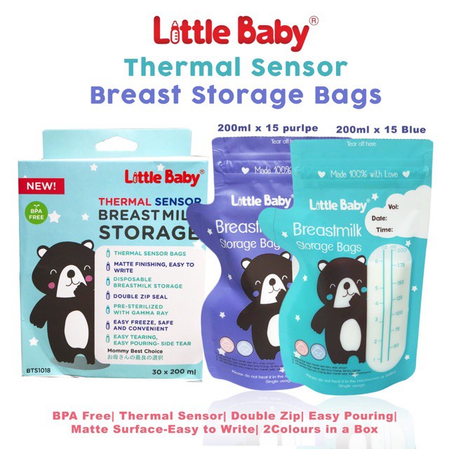 Little Baby Breastmilk Thermal Sensor Storage Bag / Kantong Asi 200ml