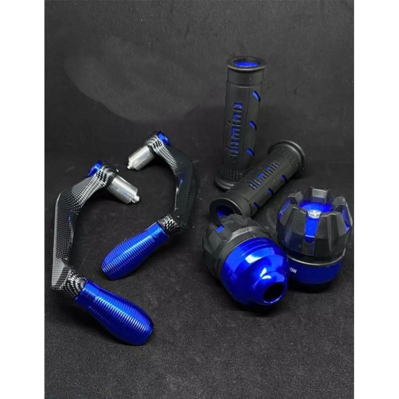 PAKET 3IN1 PROGUARD CARBON SABIT + JALU AS RODA + HANDGRIP DOMINO - Biru