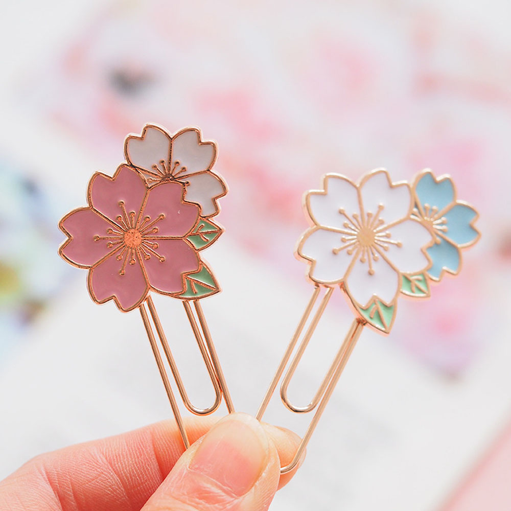 LANFY Durable Bookmark Simple Student Supplies Stationery Gift Paper Clip Colorful Decor Metal Sakura School Office Supplies