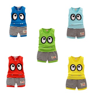 Setelan Rompi Katun Anak  Laki  Laki  Print Kartun Celana  