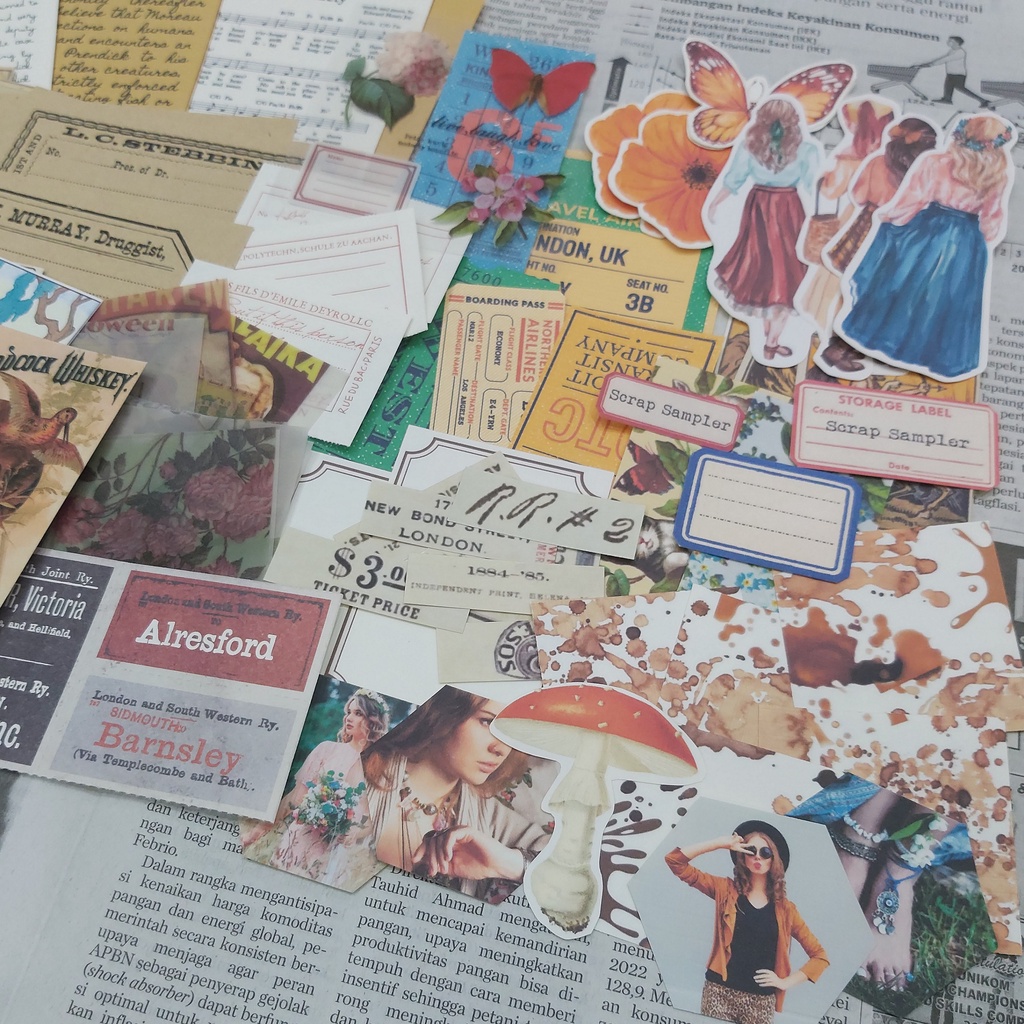 

Jurnaling Kit Vintage isi 100 Pcs Aesthetic Mini Journaling Kit