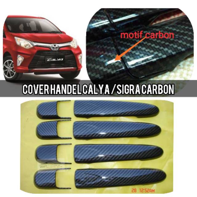 Cover handel Calya dan sigra Carbon 4pintu