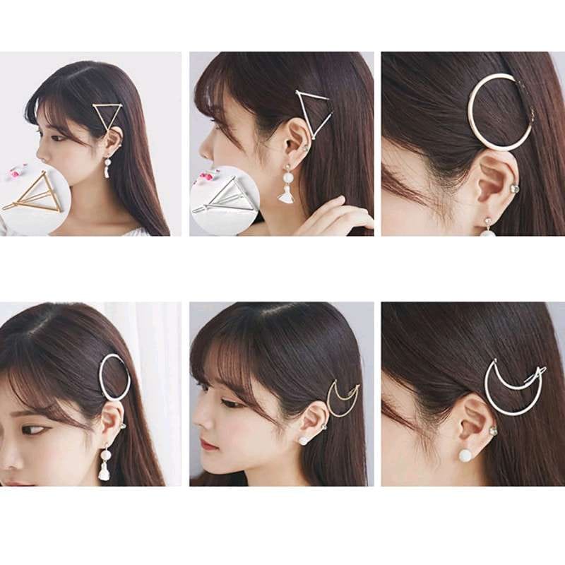 Jepit motif geometri bahan alloy jepitan rambut untuk wanita aksesoris fashion