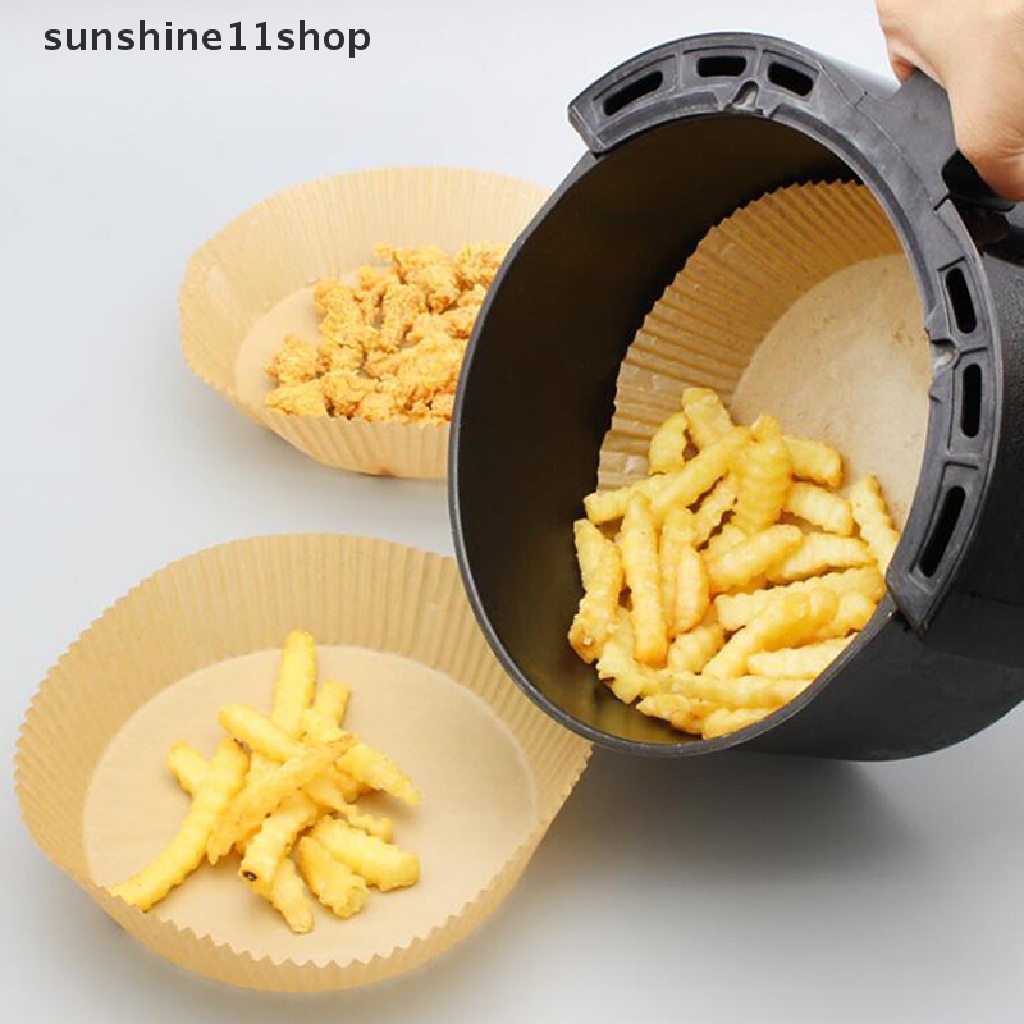 Sho 50pcs Kertas Alas Air Fryer Sekali Pakai Anti Lengket Bentuk Bulat 16cm