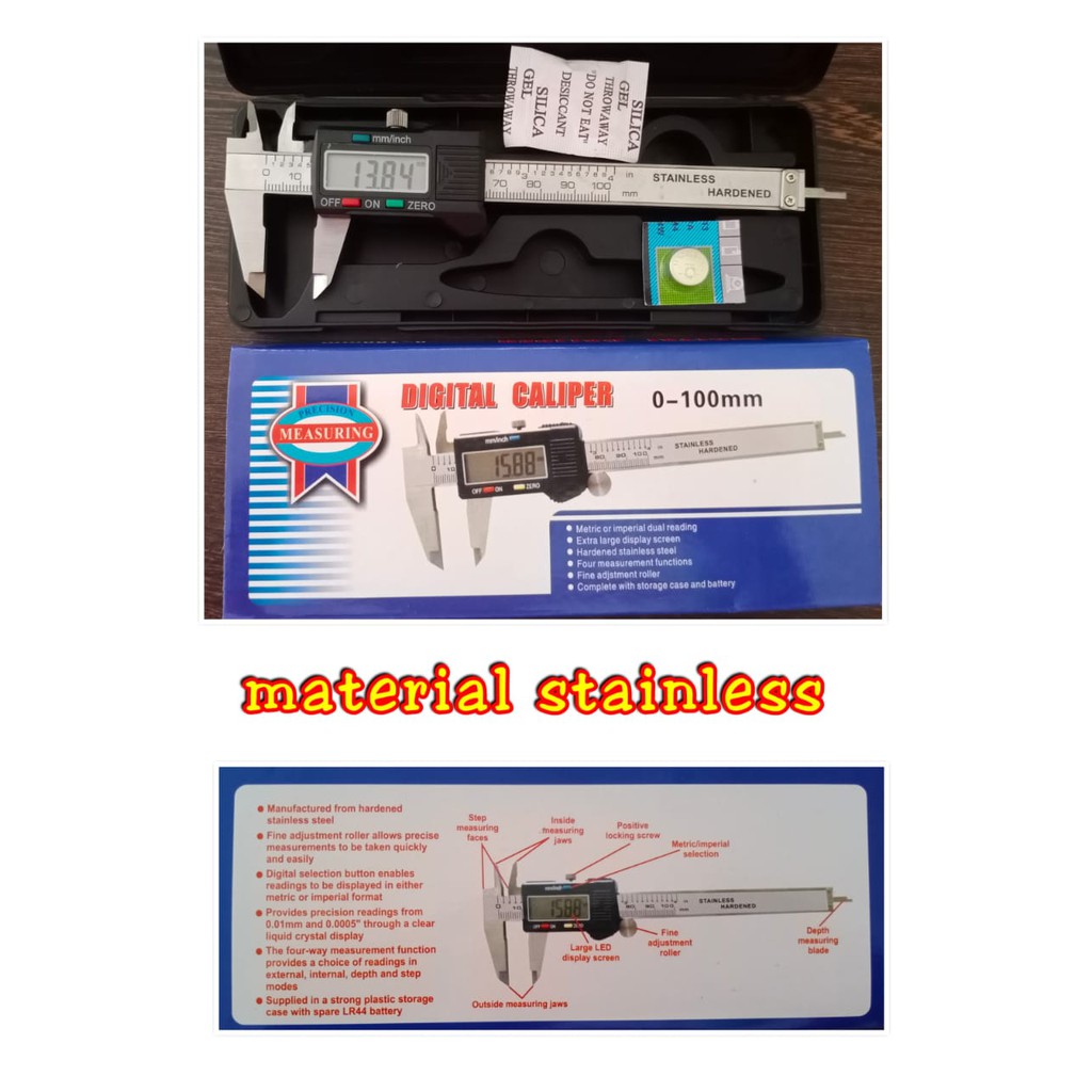 Caliper Digital Stainless / jangka sorong calipers / caliper meteran / alat pengukur - 100mm