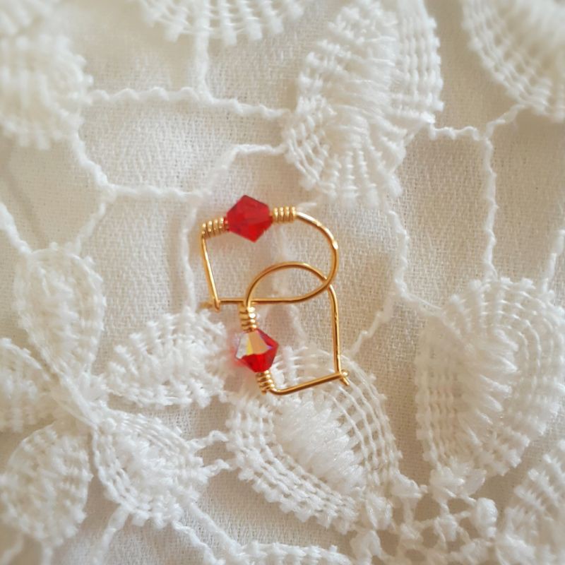 Anting Bayi Knip Mata Merah Emas Muda 1/4 gr