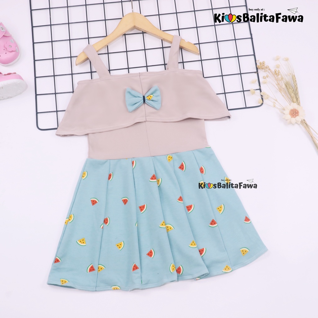 Dress Alinka uk 2-3 tahun / Dress Pesta Anak Perempuan Murah Gaun Polos Flower Lengan Dres Import