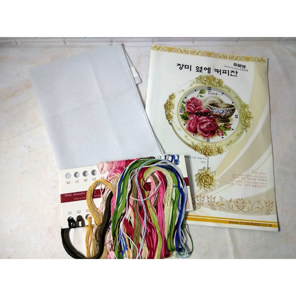 Paket DIY Craft Sulam Kristik DOME S3219 Bunga Flower Mawar Rose Cangkir Teacup