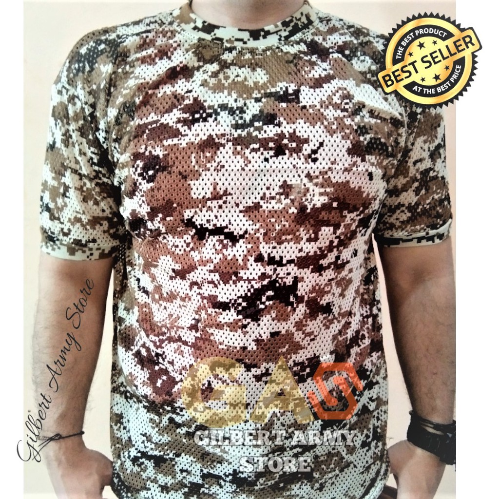 GILBERT ARMY STORE Kaos Loreng Jaring Gurun Kaos Pria Army Kaos Loreng Militer Kaos Daleman loreng T