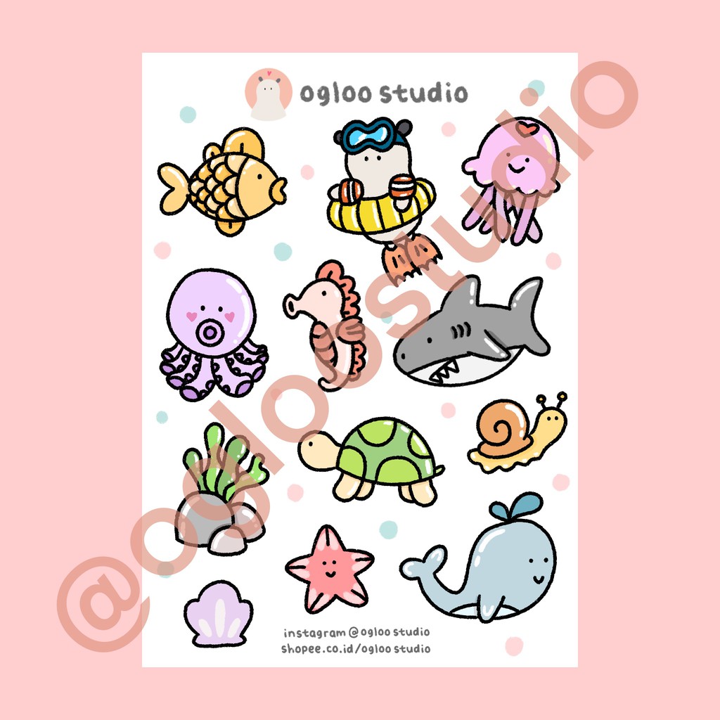 STICKER AESTHETIC STIKER ESTETIK STICKER TUMBLR STIKER LUCU UNDER THE SEA Shopee Indonesia