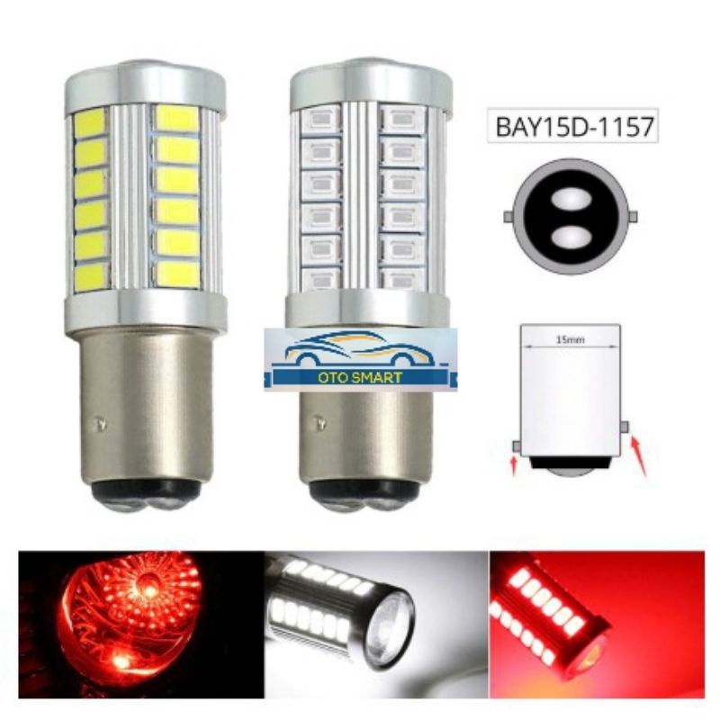 Stop Lampu Rem Bayonet LED 1157 33 SMD Putar Bayonet Lensa Mobil Motor