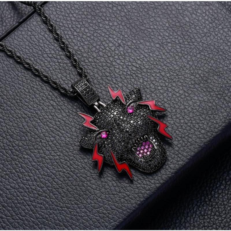 Kalung Liontin Black Panther Bahan Zirkon Gaya Hip Hop