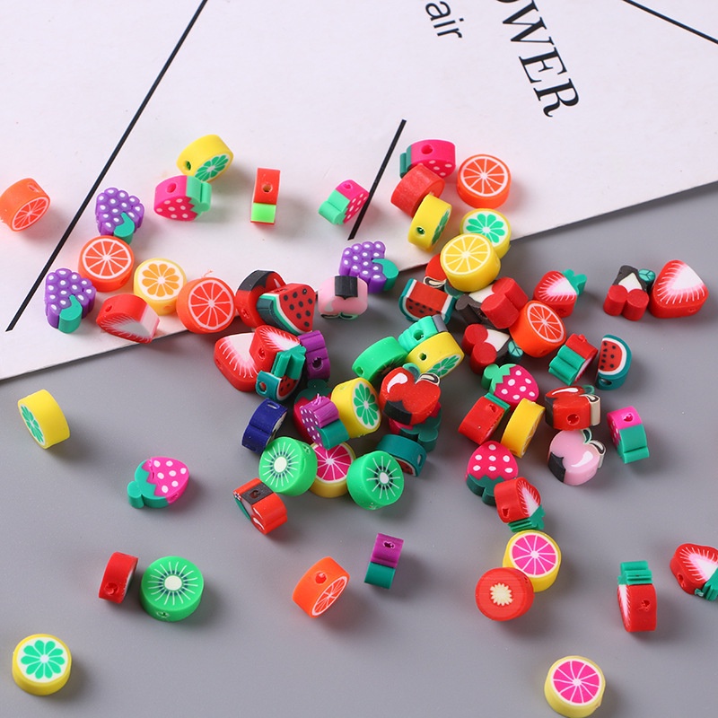 100 Pcs Handmade DIY Charms Membuat Perhiasan Wajah Bunga Matahari Buah Spacer Warna-Warni Bulat Senyum Multicolor Polymer Clay Perlengkapan Manik-Manik