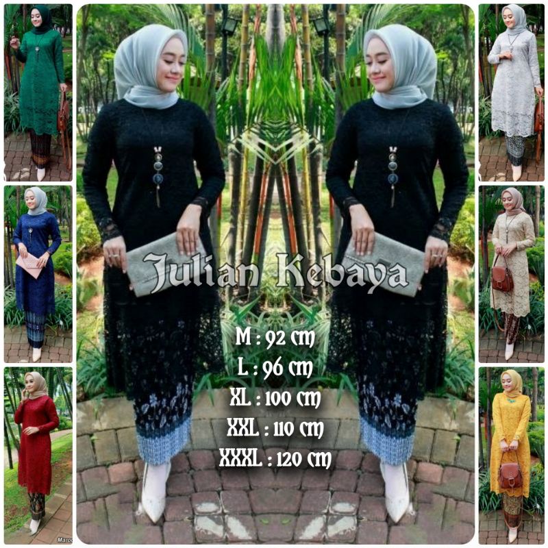 KEBAYA TUNIK BROKAT / KEBAYA BROKAT HITAM MODERN / SETELAN KEBAYA TUNIK BRUKAT MUSLIM MODERN JUMBO B