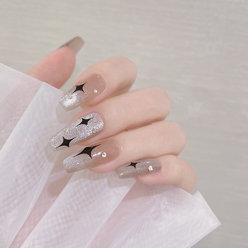Magic789 Stiker Kuku Motif Hati / Bintang Gaya Korea Untuk Dekorasi Nail Art / Manicure Diy