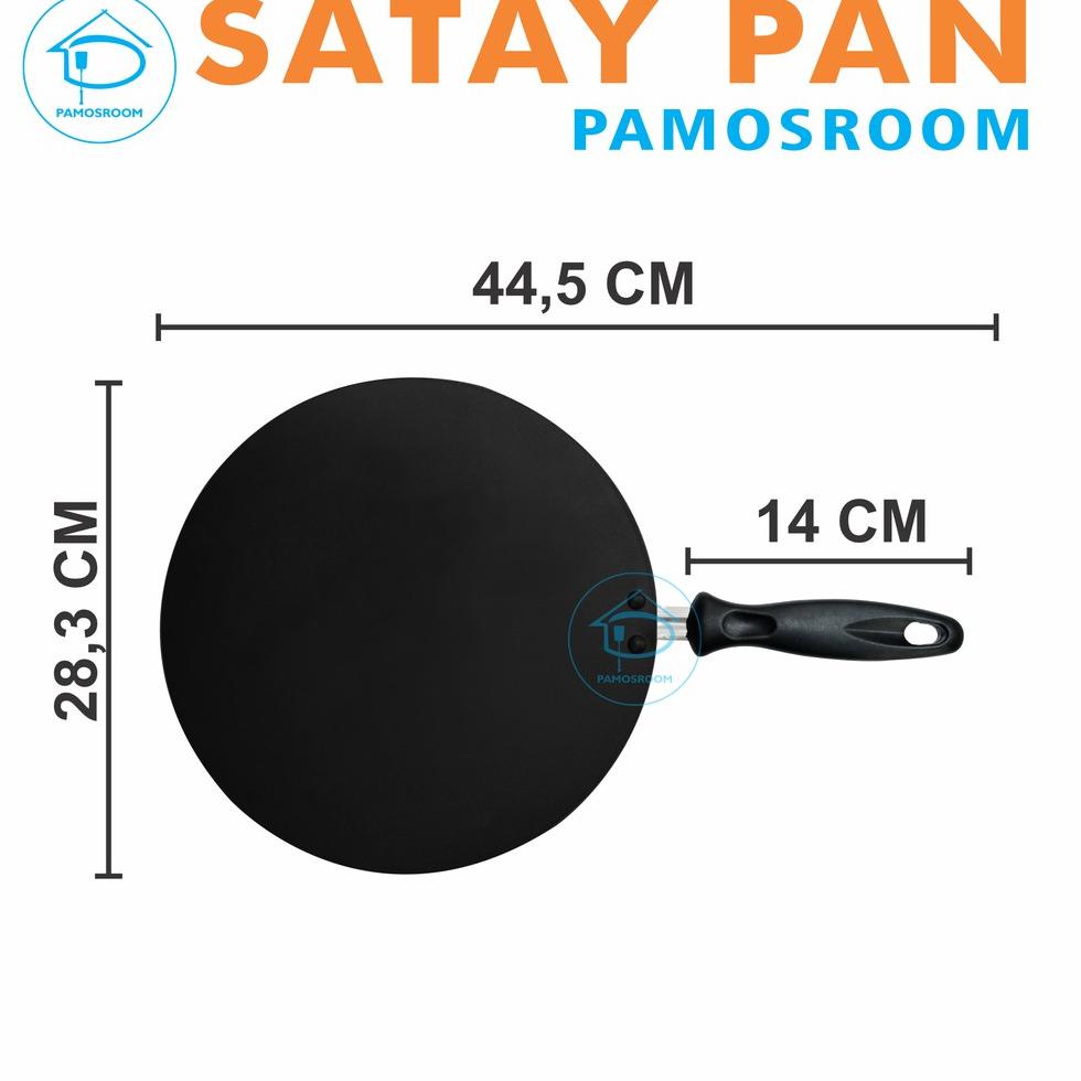 Pamosroom Satay Pan 28Cm Teflon Kebab Wajan Crepes Panggangan Roti Gas Maxim  2L0