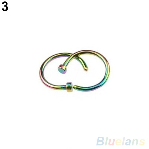 2 Pcs Perhiasan Tindik Tubuh Anting-anting Cincin Lingkaran Terbuka Stainless Steel Untuk Hidung