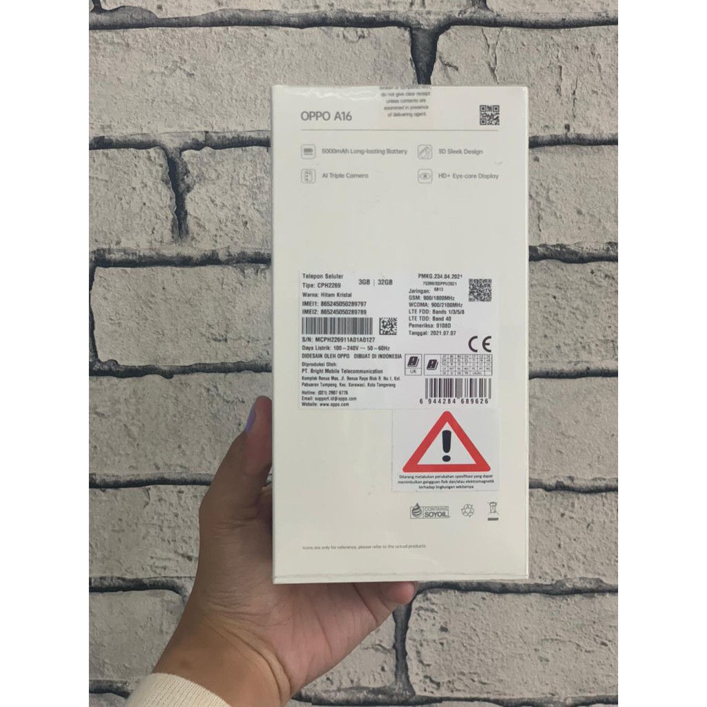 OPPO A16 RAM 3 GB - 32 GB - Garansi Resmi OPPO Indonesia