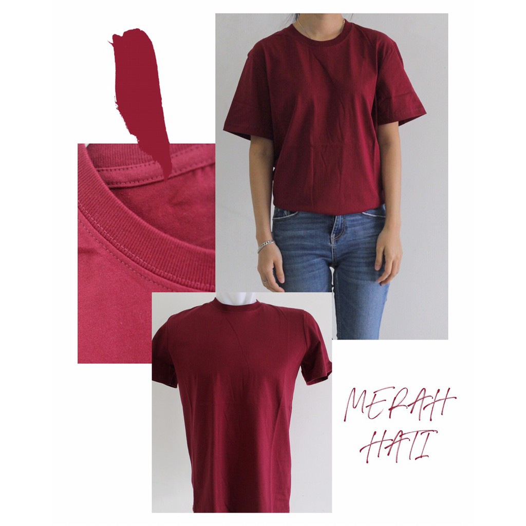 Kaos Polos Merah Hati 100% Katun
