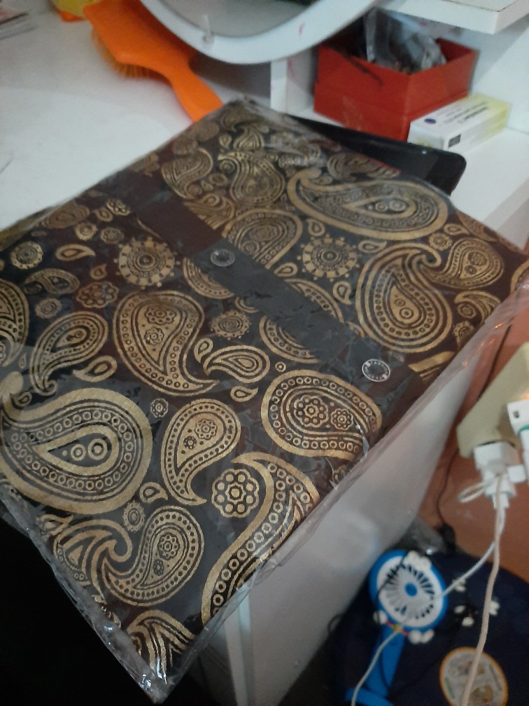 Kemeja Batik Pria Kombinasi Polos Lengan Panjang