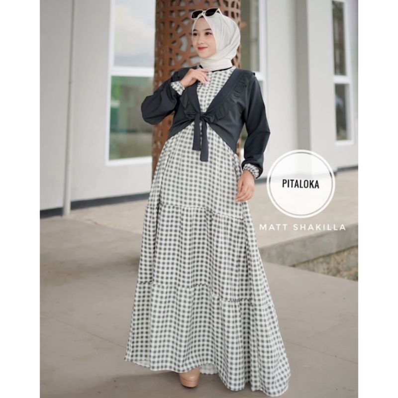 gamis kotak outer shakilla busui