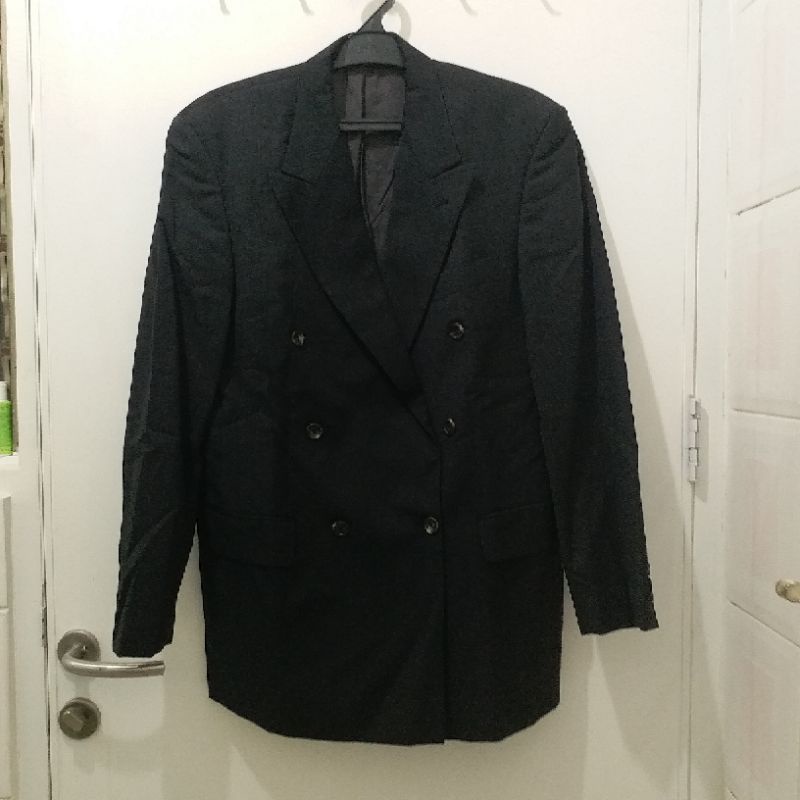 Jas & Celana Wool Pria Abu-Abu Tua MARIO BARRUTTI (1 set) - preloved