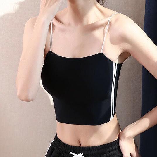 ✅𝐅𝐎𝐈𝐒𝐒® Tank Top Bra Seamless Push-Up Pakain Dalam Atasan Wanita Bralette Garis 1076