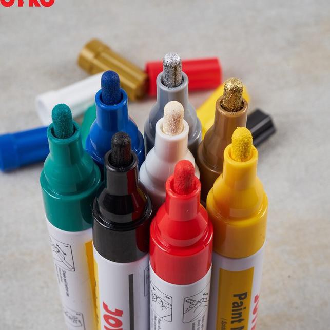 

Super deal,, Joyko Paint Marker Spidol Cat PTM Permanent Kaca Plastik Ban Kayu Besi Round Tip Aneka