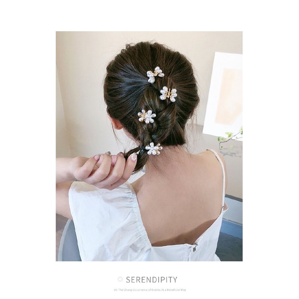 Flower Girl Pearl Hair Clip Back Head Hairpin Korean Mini Bangs Scratch