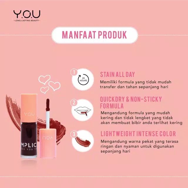 YOU The Simplicity Love You Tint lip tint pewarna bibir lipstick bibir