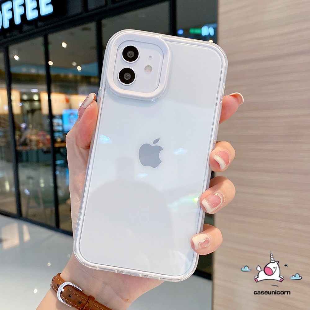 Soft Case Bumper Transparan 3 In 1 Warna Permen Untuk Iphone 13 Pro Max 7 8 Plus 7plus 11 12 13 Pro Max X Xr Xs Max Se 2020