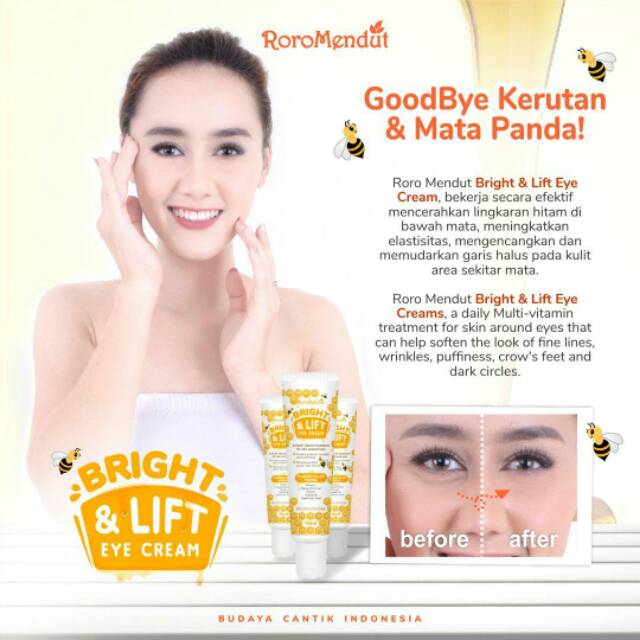 KRIM MATA RORO MENDUT BRIGHT & LIFT EYE CREAM 15ml