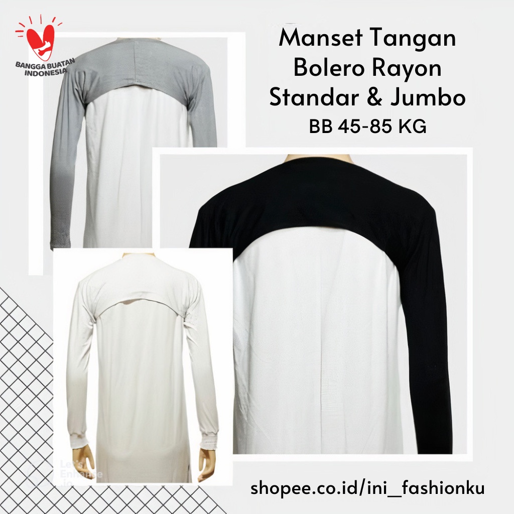 MANSET TANGAN SAMBUNG BOLERO BAHAN KAOS RAYON PREMIUM JUMBO XXL &amp; STANDAR BB 40-85 KG / MANGSET BALERO / MANSET TANGAN SAMBUNG PREMIUM BISA COD
