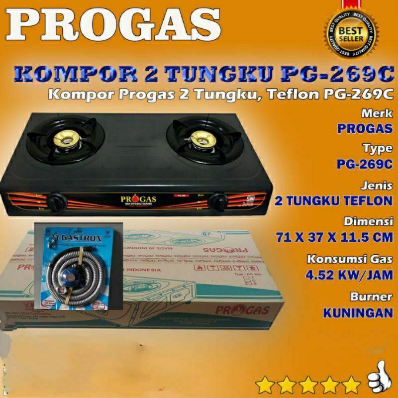 Kompor Gas 2 Tungku Hitam , Kompor Gas 2 Tungku Teflon +  Selang Gas Paket