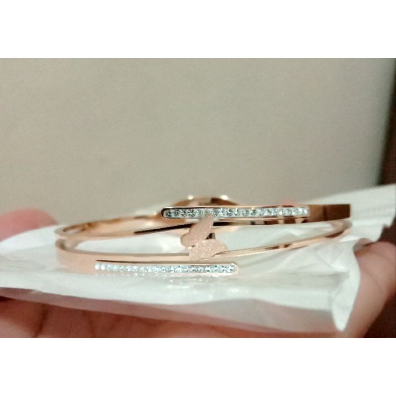 gelang titanium wanita klasik stainlees stell