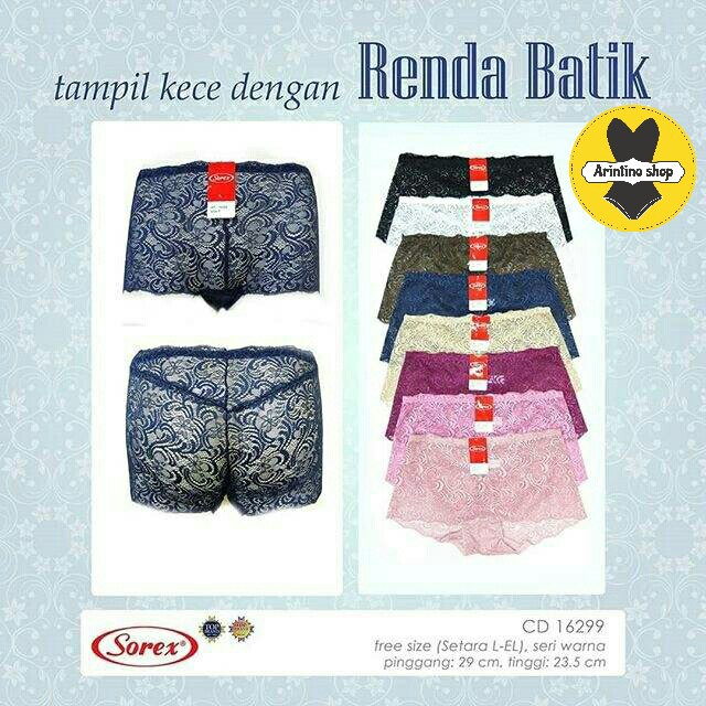 Cd Wanita Sorex 16299 {Fit XL} Renda Brukat Transparan | Cd Cewek Sexy |