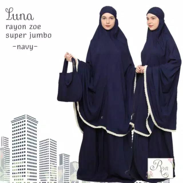 Mukena polos rhayanh collection solo navy