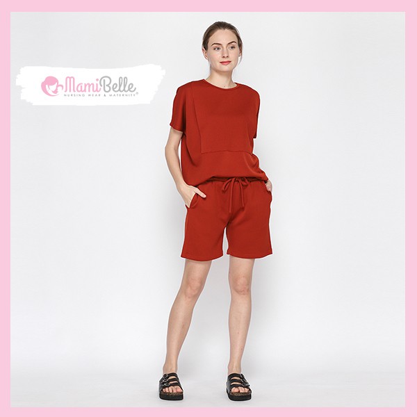 

Mamibelle Lauren Loungewear Set Blouse Hamil & Menyusui Terracota Premium