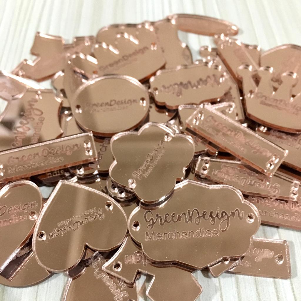 Label Produk Akrilik Mirror Minimal 20 PCS GOLD SILVER ROSEGOLD CLEAR  Free Design Label Hijab Label Jilbab Rebranding Hijab Label Kerudung Baju Tag Akrilik