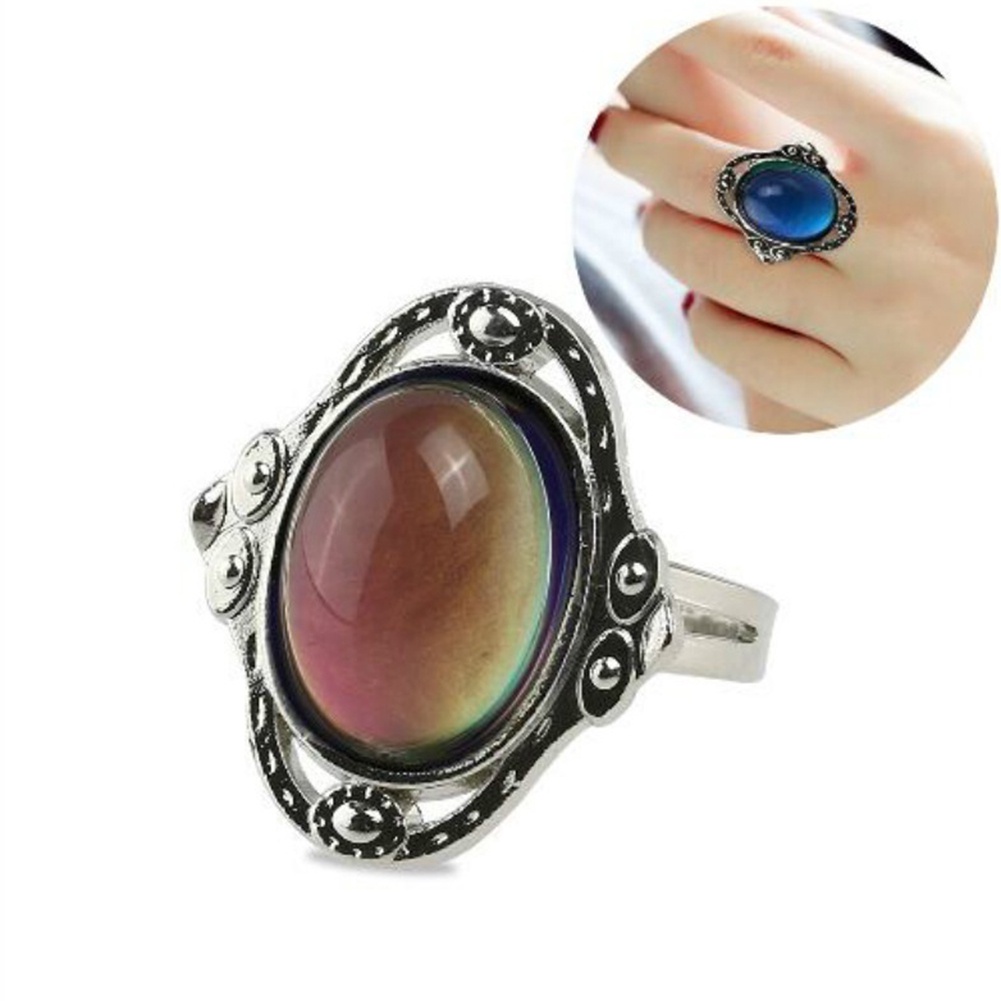 Hu Hu Hu Hu Hu Alat Bantu Pasang Kacamata♡ Cincin Mood Ring Adjustable Berubah Warna Sesuai Temperatur Gaya Vintage Untuk Priawanita