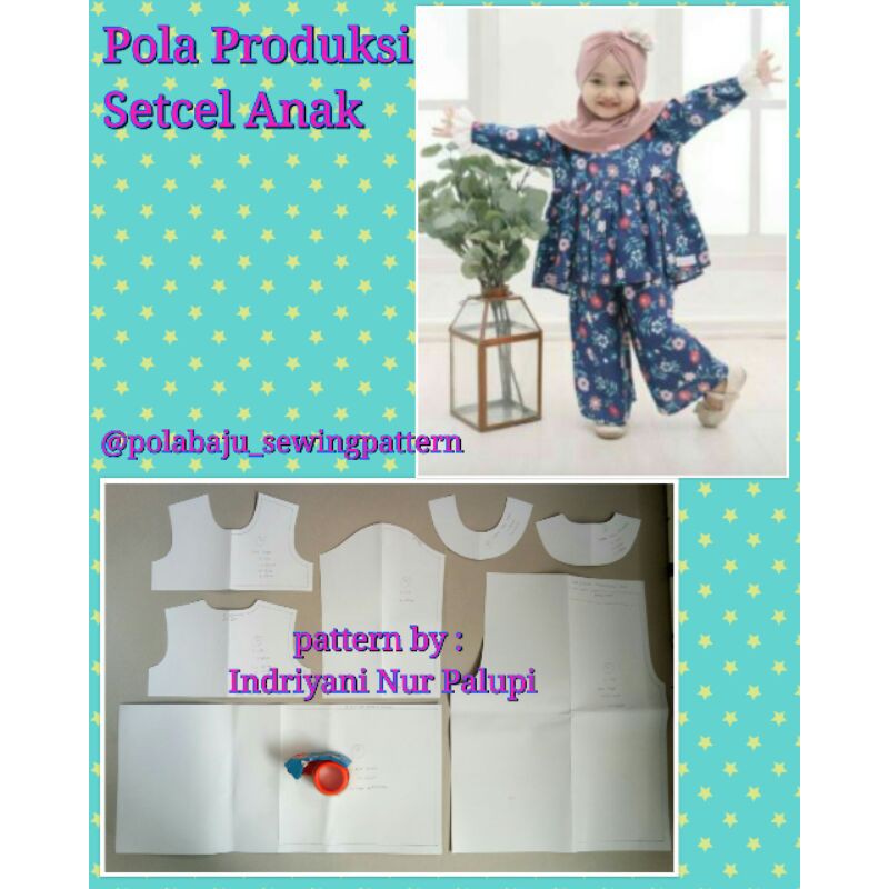 [ Bisa COD ] Pola Produksi setcel anak 07 | Pola baju sewing pattern